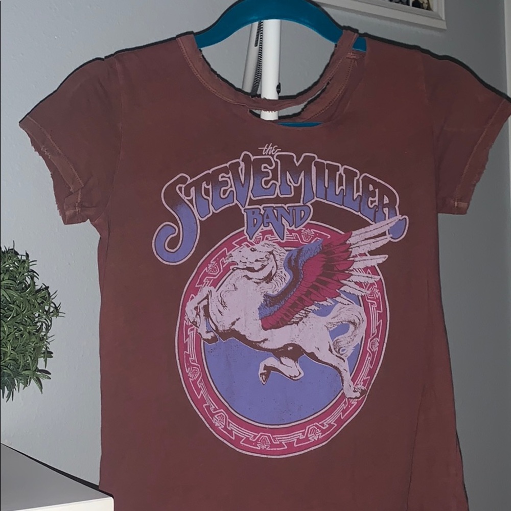 Burgundy The Steve Miller Band ripped T-shirt